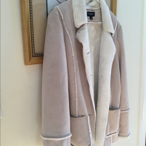 Cream Sonoma suede fleece coat size large - Picture 2 of 8